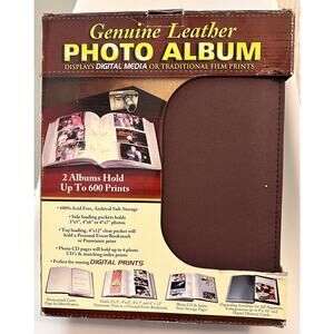 2 Pack Genuine Leather 600 Photos CD Pages Brown Photo Album Acid Free Pockets